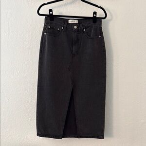Abercrombie & Fitch Black Midi Denim Skirt